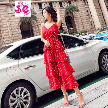 se  深V款，露肩，露背，波點(diǎn) 連衣裙