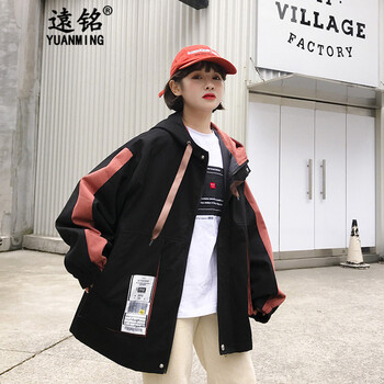 遠(yuǎn)銘（Yuanming） 連帽 長袖 女 短外套 口袋，拉鏈