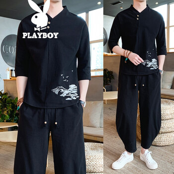 花花公子（PLAYBOY ESTABLISHED 1953） 短袖 男士T恤 TZ116黑色 