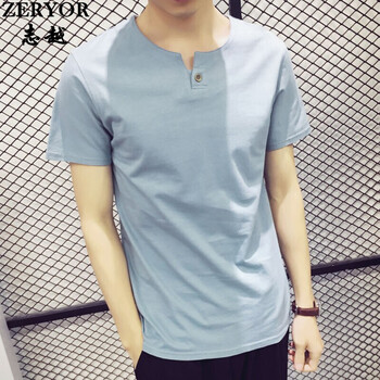 志越（ZERYOR） 短袖 男士T恤 湖藍色 
