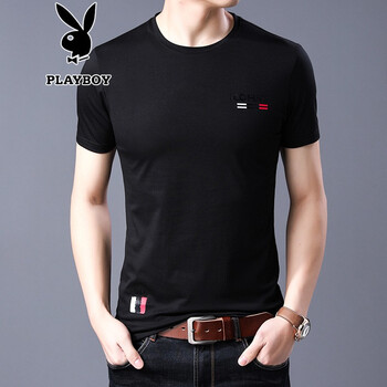 花花公子（PLAYBOY ESTABLISHED 1953） 短袖 男士T恤 5508黑色 