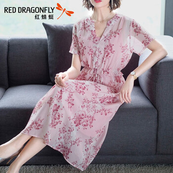 紅蜻蜓（RED DRAGONFLY） 花色 拼接，印花 連衣裙