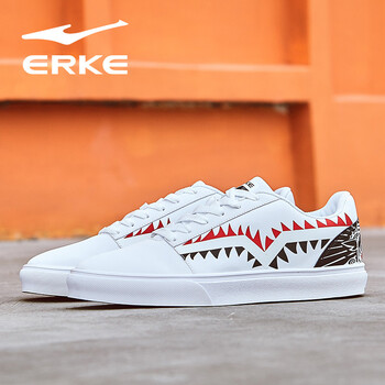 鴻星爾克（ERKE）板鞋正白/大學(xué)紅 