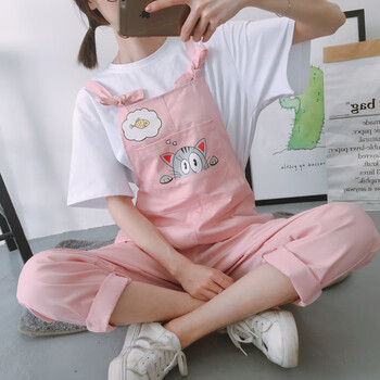 deciuhlae  背帶褲 女 九分褲 休閑褲