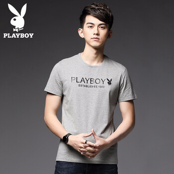花花公子（PLAYBOY） 短袖 男士T恤 1817灰色 