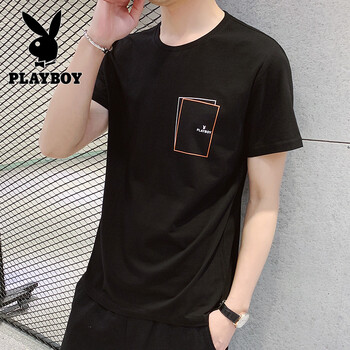 花花公子（PLAYBOY） 短袖 男士T恤 SY3343 黑色 