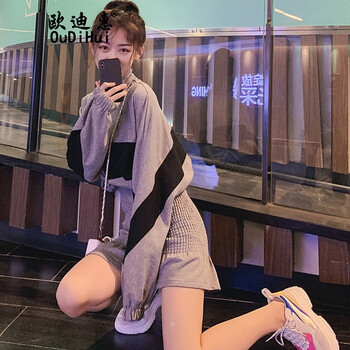 拉鏈包臀衛(wèi)衣女