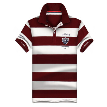 星馬豪 短袖 男士T恤 酒紅白 