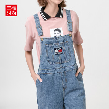 三福（SANFU）  背帶褲 女 長褲 牛仔褲