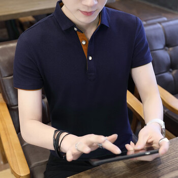 賓爵倫（BINGEOLON） 短袖 男士T恤 藏藍色（咖啡袖） 