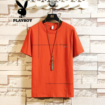 花花公子（PLAYBOY） 短袖 男士T恤 磚紅 