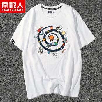 南極人（Nanjiren） 短袖 男士T恤 白/太空熊貓 