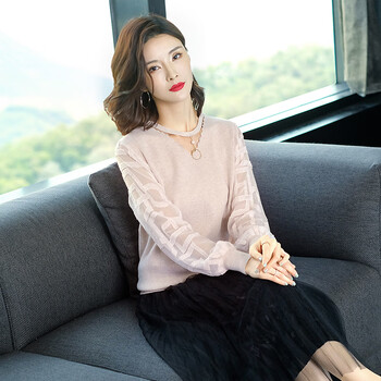v領(lǐng)米色毛衣女裝