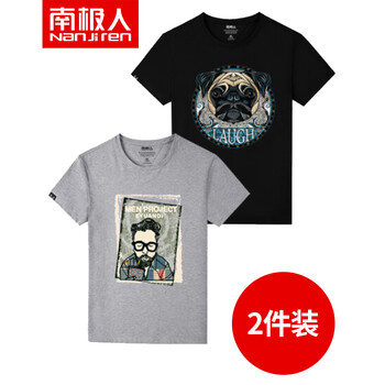 南極人（Nan Ji ren） 短袖 男士T恤 灰/可樂(lè)大叔-黑/狗頭 