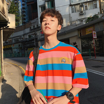 潮徑（QAAWJIIS） 短袖 男士T恤 粉紅色 