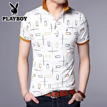花花公子（PLAYBOY） 短袖 男士T恤 7716黃色 
