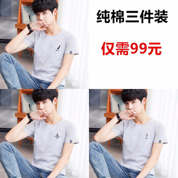 Lee Cooper 短袖 男士T恤 ZYLE純棉短袖小羽毛灰+小魚鉤灰+小樹葉灰 