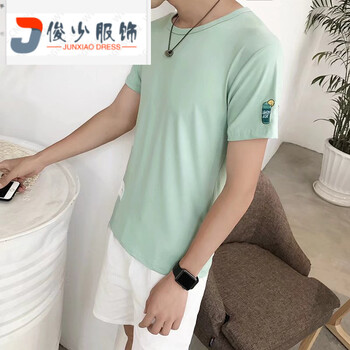 尊尚鳥（ zunshangniao） 短袖 男士T恤 水杯短袖 淺綠色 