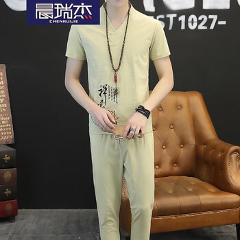 晨瑞杰 短袖 男士T恤 906米色 