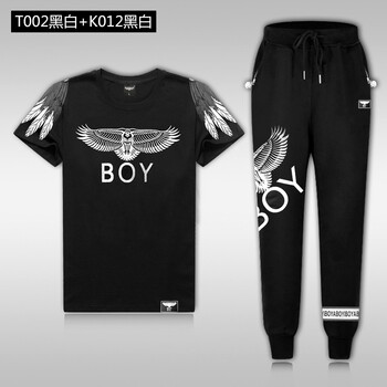 PW&BOY 短袖 男士T恤 T002黑白+K012黑白 