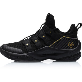 李寧（LI-NING）籃球鞋標(biāo)準(zhǔn)黑/金屬金 