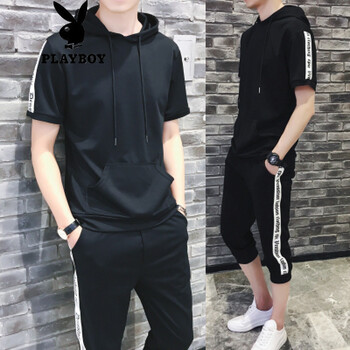 花花公子（PLAYBOY） 短袖 男士T恤 60(短袖七分褲)3號(hào)色 