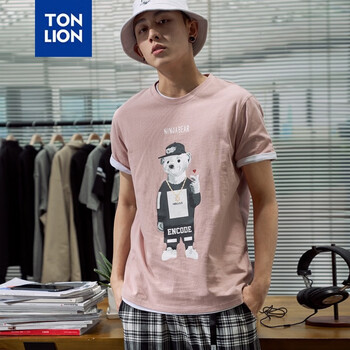 唐獅（TonLion） 短袖 男士T恤 暗粉灰 