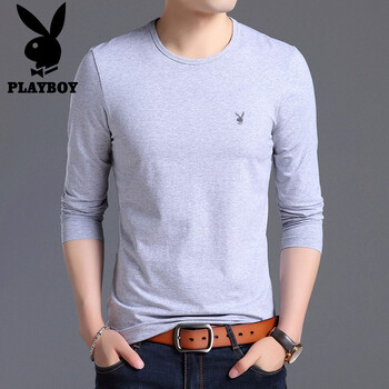 花花公子（PLAYBOY） 長(zhǎng)袖 男士T恤 1501灰色 
