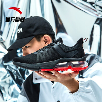 安踏（ANTA）跑步鞋黑/熒光亮深紅-2 