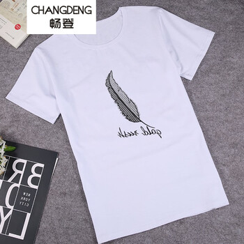 暢登（CHANGDENG） 短袖 男士T恤 羽毛短袖白色 