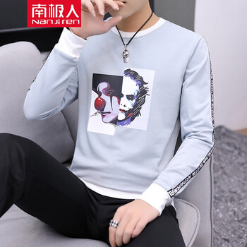 南極人（Nanjiren） 長袖 男士T恤 淺藍(lán) 