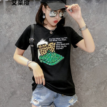 艾萊度（AILAIDU） 釘珠 短袖 T恤 女 圓領(lǐng)