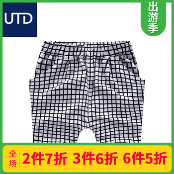 格子男童中褲休閑褲