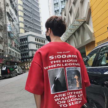 SD 五分袖 男士T恤 紅色 