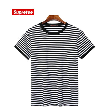 supretee 短袖 男士T恤 黑條?；晟繲恤 