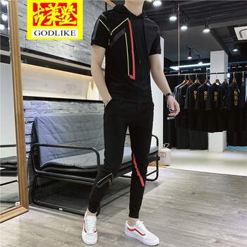 古萊登（GODLIKE） 短袖 男士T恤 黑色--(男式潮人新款個性帥氣潮牌休閑裝全套) 