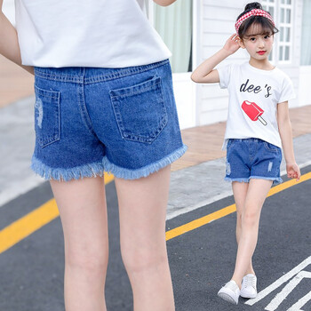 女大童牛仔短褲潮