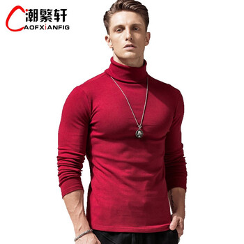 潮繁軒（CAOFXIANFIG） 長袖 男士T恤 棗紅 