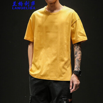 蘭格利薩（LANGELISA） 短袖 男士T恤 黃色 