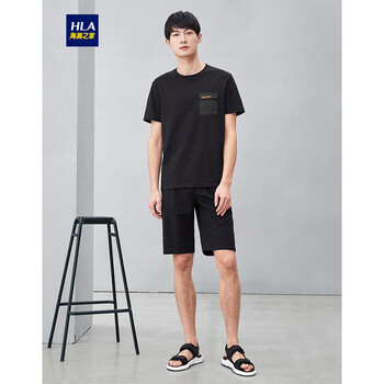海瀾之家（HLA） 短袖 男士T恤 黑色(C3) 