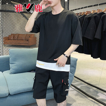雅鹿 短袖 男士T恤 LM-TZ740黑色 