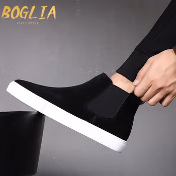 伯格利亚（BOGLIA）品牌马丁靴男秋冬季2022新款男士百搭板鞋高端男鞋 白底(单鞋) 41