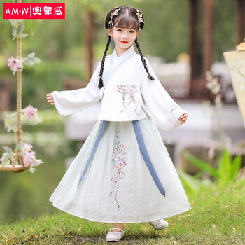 奥蒙威童装汉服女童唐装春秋款中国风套装儿童古风民国风唐装两件套潮