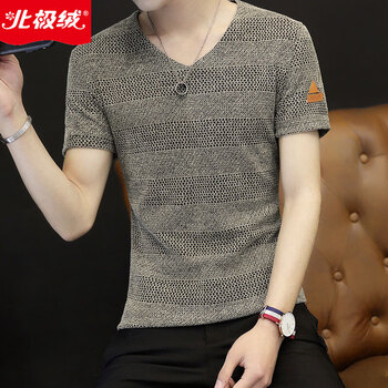 北極絨（Bejirong） 短袖 男士T恤 卡其色 