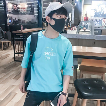 彬邦（BINBANG） 五分袖 男士T恤 湖藍(lán) 