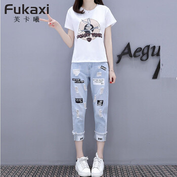 芙卡曦（FuKaxi） 自然腰  女 九分褲 休閑褲