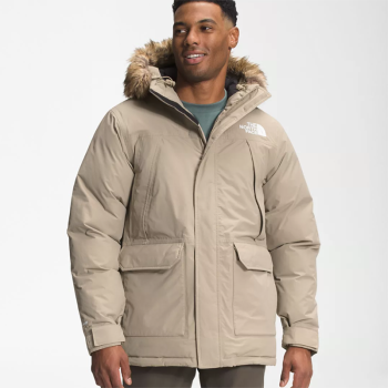 The North Face 北面男士羽绒服 McMurdo Parka 户外防风防水保暖派克大衣 浅卡其Flax L