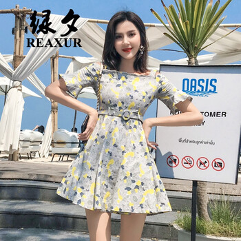 綠夕（REAXUR） 碎花 拉鏈，綁帶 連衣裙