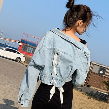 白瑪措（BMACUO） 翻領(lǐng) 長袖 女 短外套 口袋，綁帶