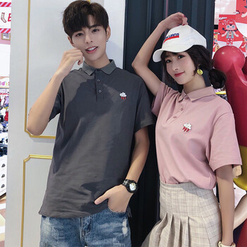 美連誠 刺繡，拼接 短袖 T恤 女 POLO領(lǐng)